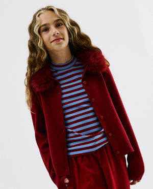 Cardigan met faux fur, 116-164