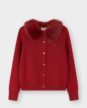 Cardigan - Cardigan met faux fur, 116-164