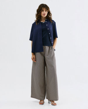 Pantalon &agrave; fines rayures, extra wide fit