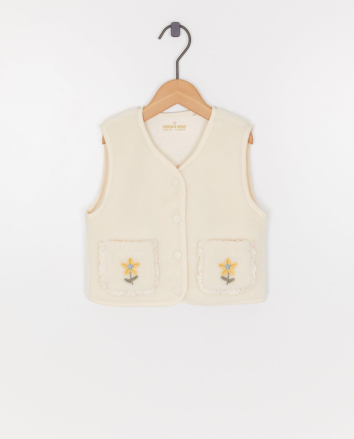 Teddy vest met geborduurde bloemen