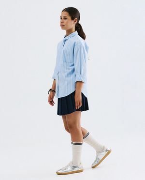 Jupe pliss&eacute;e bleu fonc&eacute;