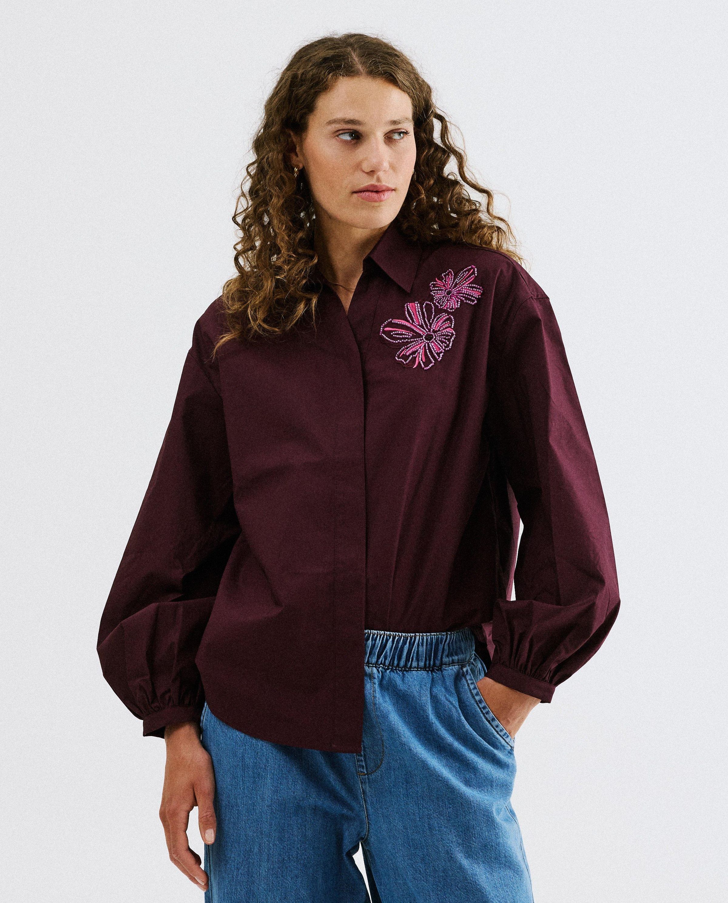Blouse chemise avec fleurs en sequins - Sora