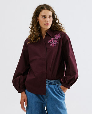 Hemdblouse met bloemen van pailletten