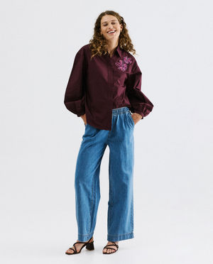 Hemden - Hemdblouse met bloemen van pailletten