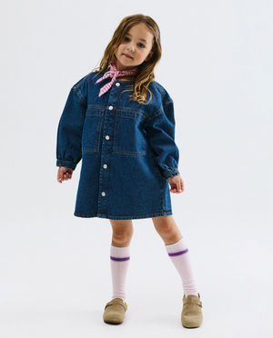Robe en jean bleu fonc&eacute;