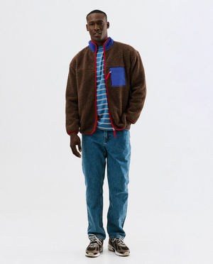Cardigan - Teddy vest met color block, S-XXL