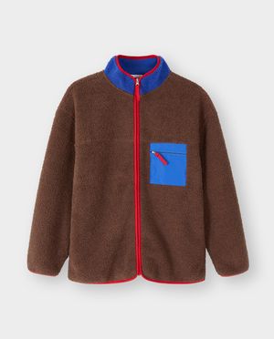 Cardigan - Teddy vest met color block, S-XXL