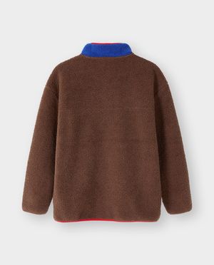 Cardigan - Teddy vest met color block, S-XXL