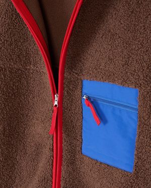Cardigan - Teddy vest met color block, S-XXL
