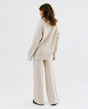 Pantalons - Pantalon en maille torsad&eacute;e, loose fit, XS-XXL