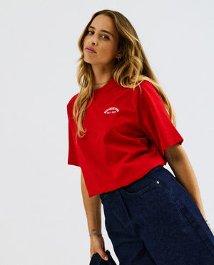 T-shirt met geborduurd opschrift, oversized fit