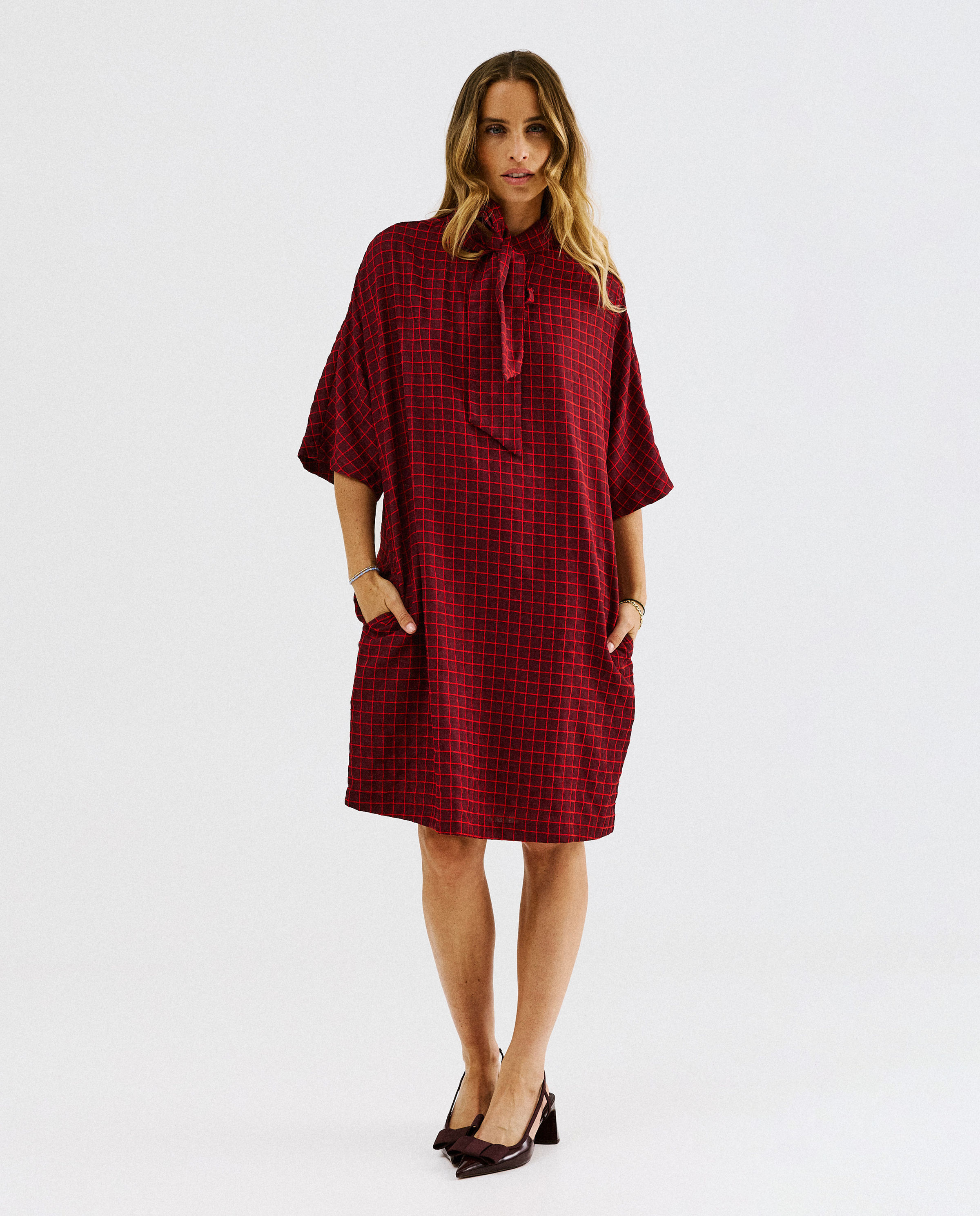 Robe-chemise &agrave; carreaux - Sora