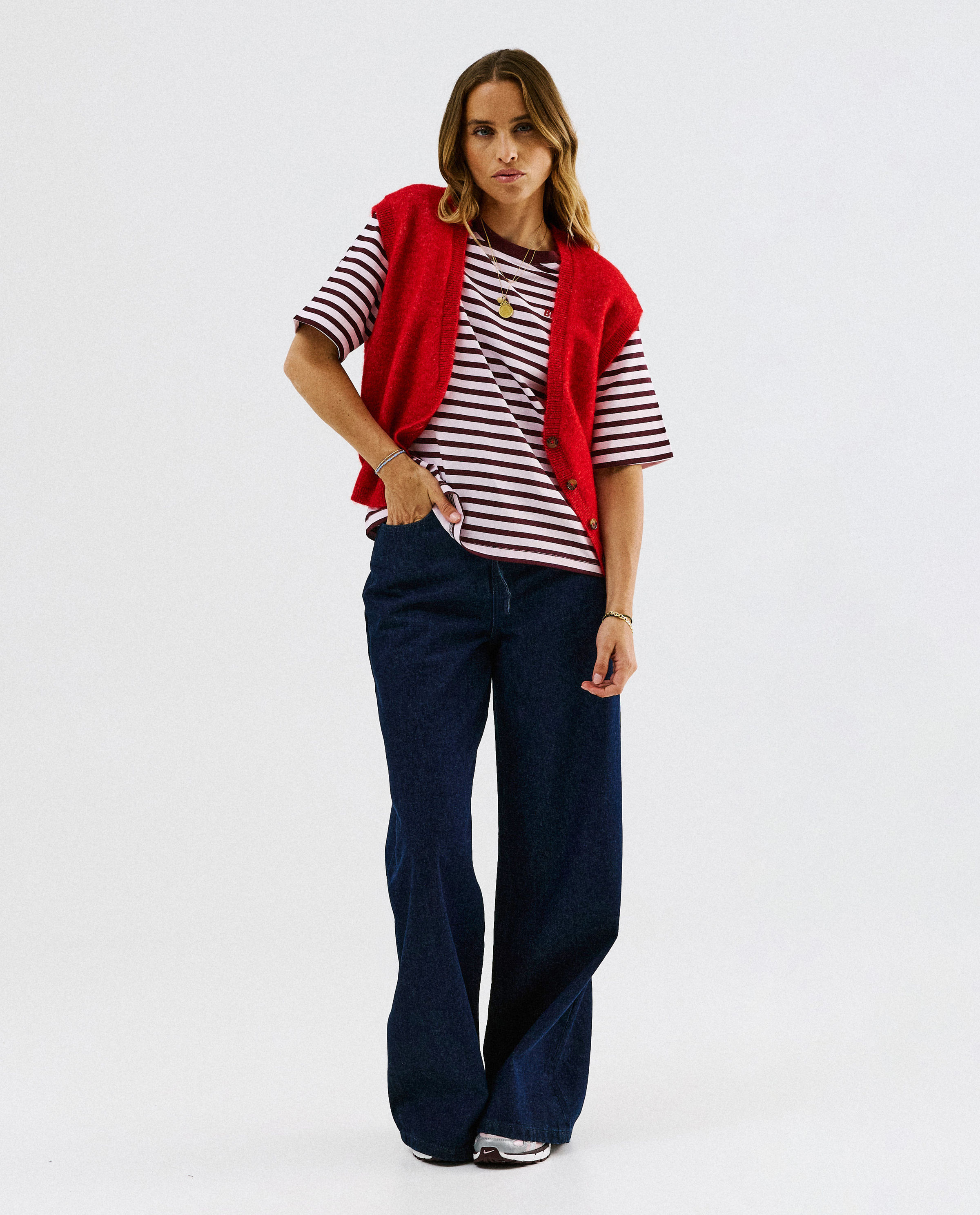 Jeans met knooplint, extra wide fit - Sora
