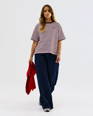 T-shirts - T-shirt met fijne strepen, oversized fit