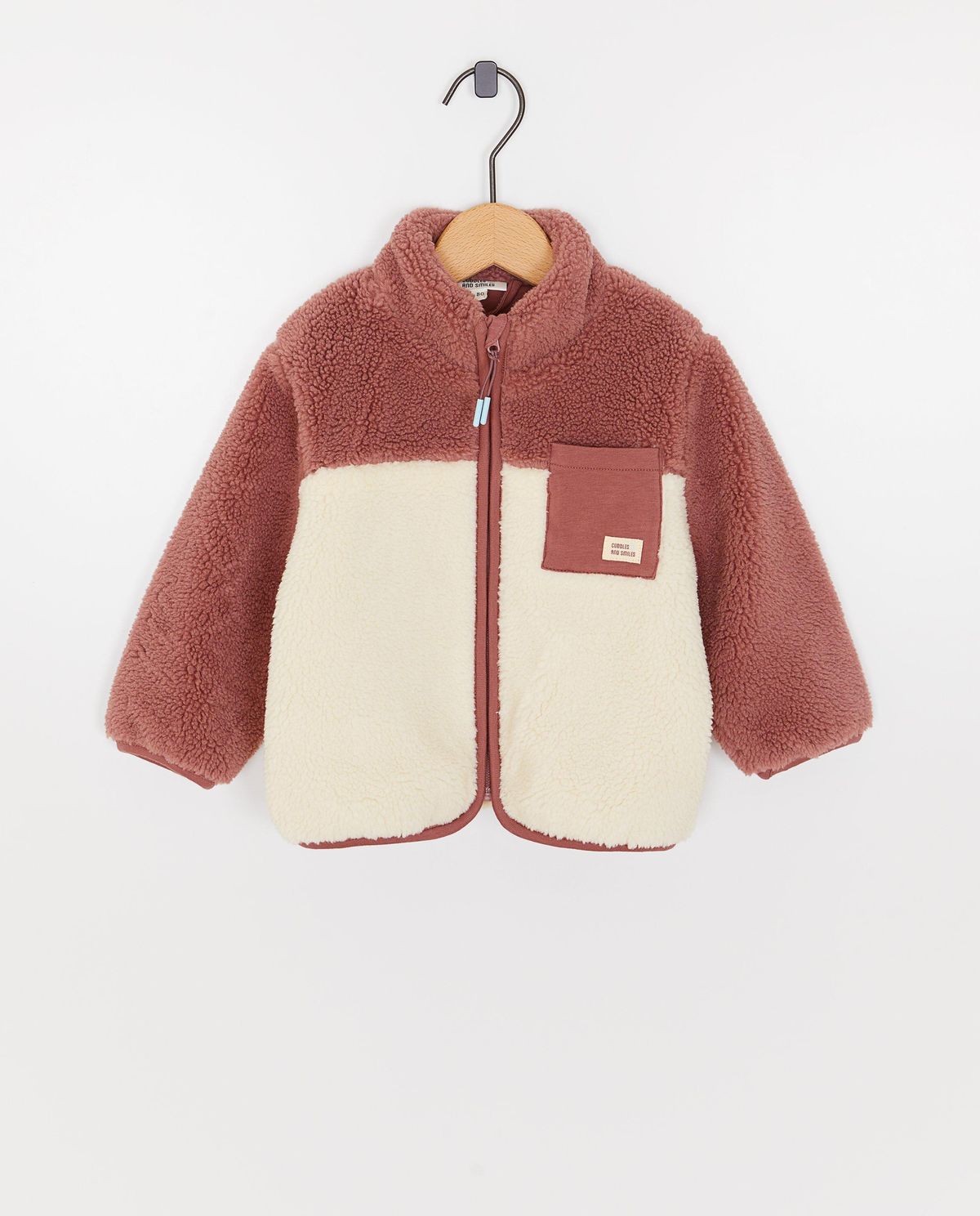 Teddy vest met color block