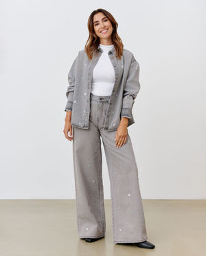 Jean avec strass, wide fit