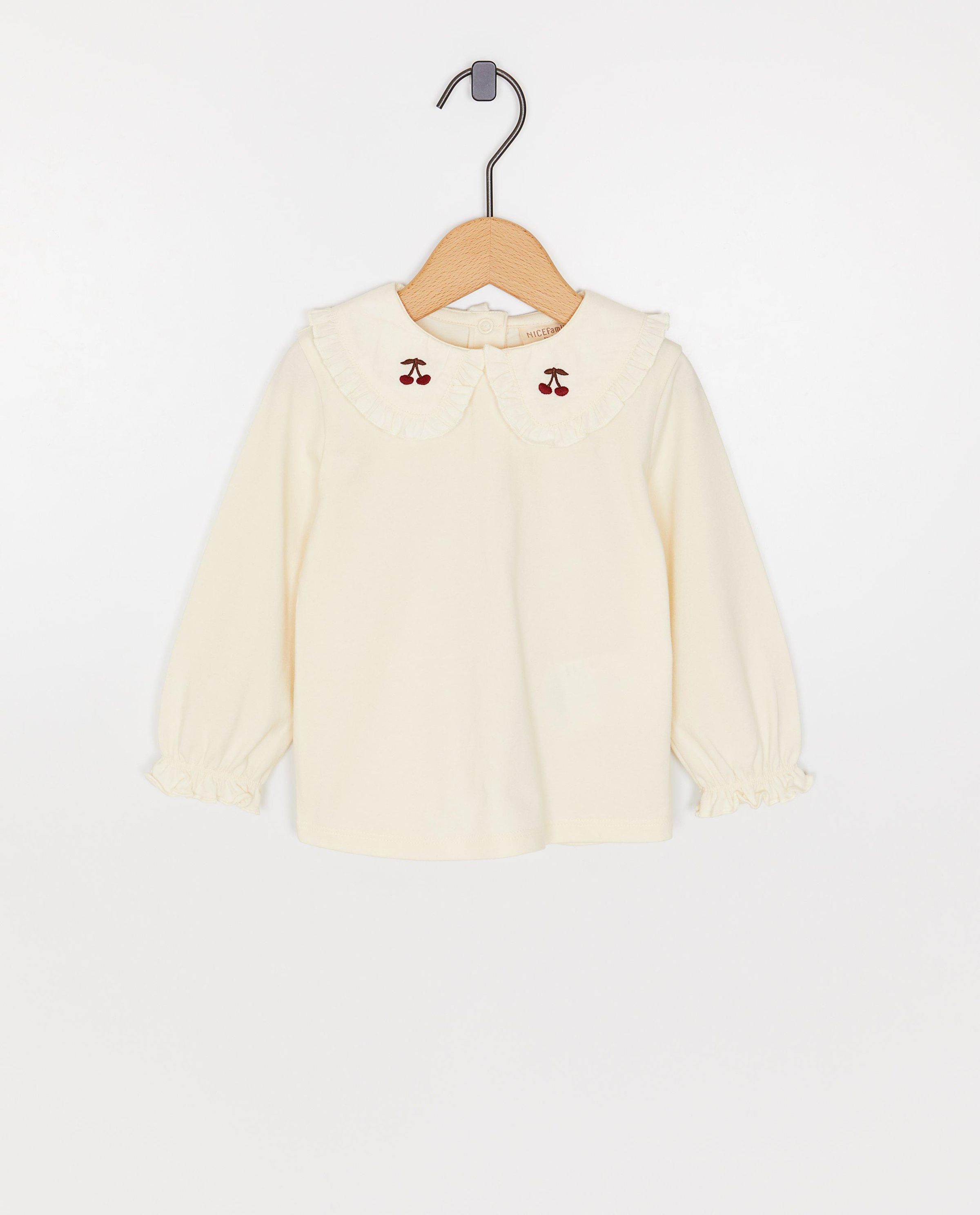 Longsleeve met geborduurde kersen, 62-92 - NICEfamily
