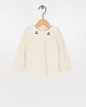 Longsleeve met geborduurde kersen, 62-92