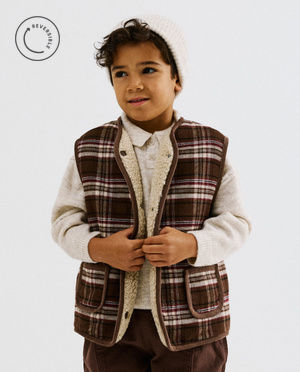 Gilet teddy r&eacute;versible, unisexe, 92-128