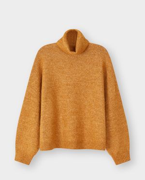 Pulls - Pull &agrave; col roul&eacute; brun