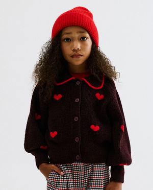 Cardigan avec c&oelig;urs brod&eacute;s