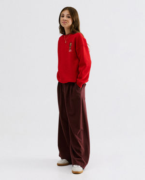 Pantalon bordeaux, wide leg fit