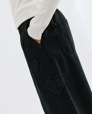 Jeans - Jean noir avec c&oelig;urs, wide fit