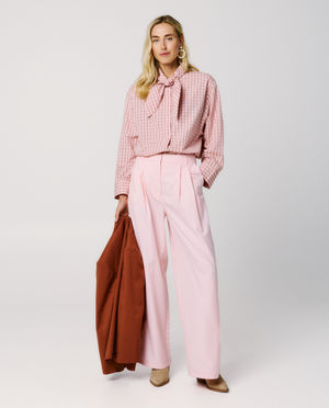 Roze broek, wide leg fit