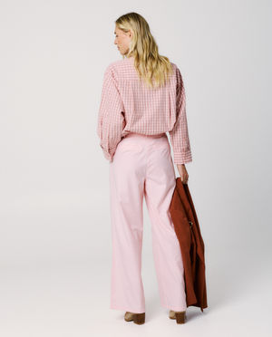 Broeken - Roze broek, wide leg fit
