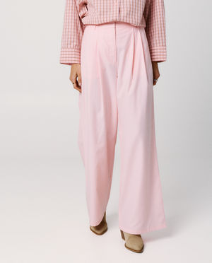 Broeken - Roze broek, wide leg fit