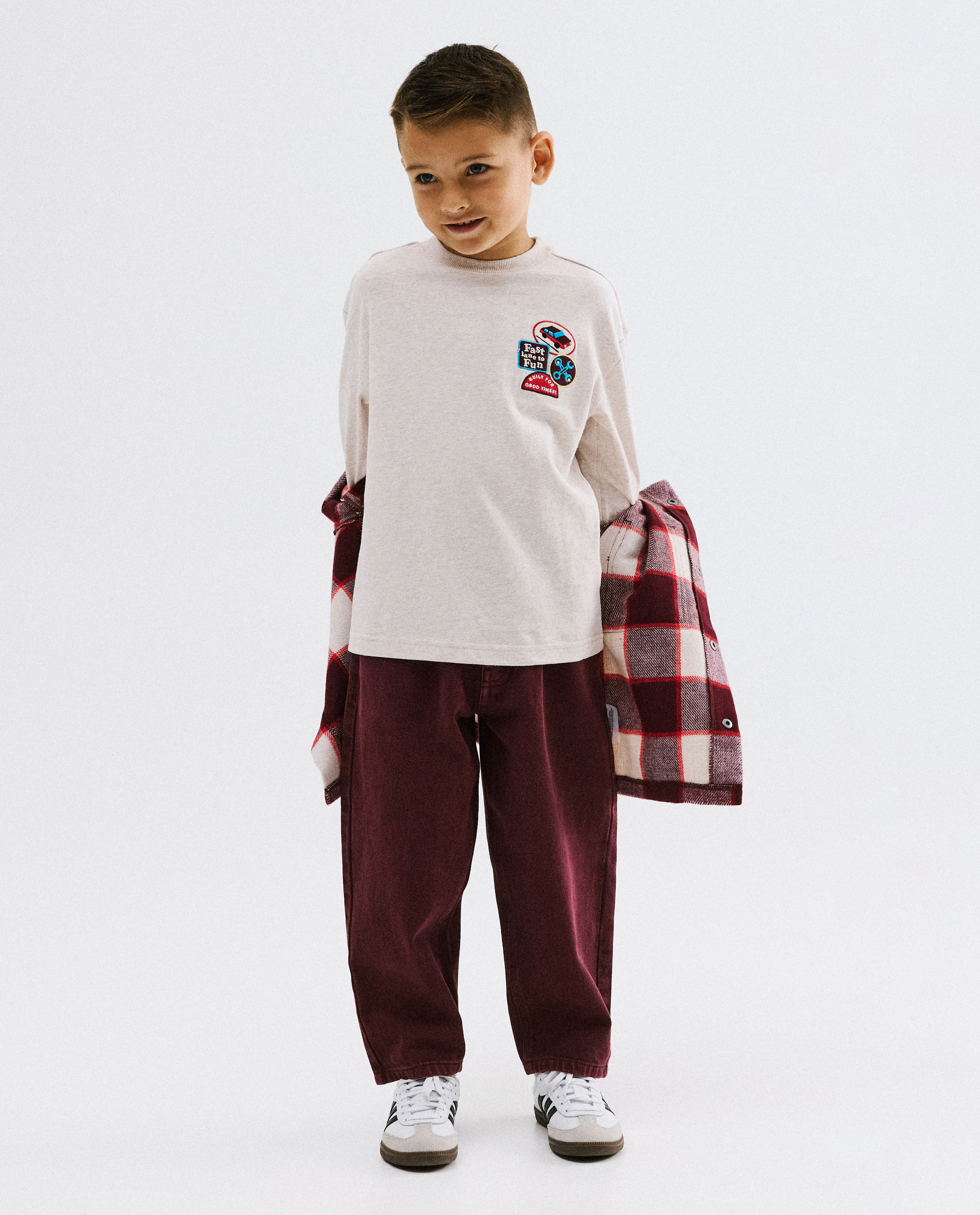 Donkerrode jeans, balloon fit - Kidz Nation