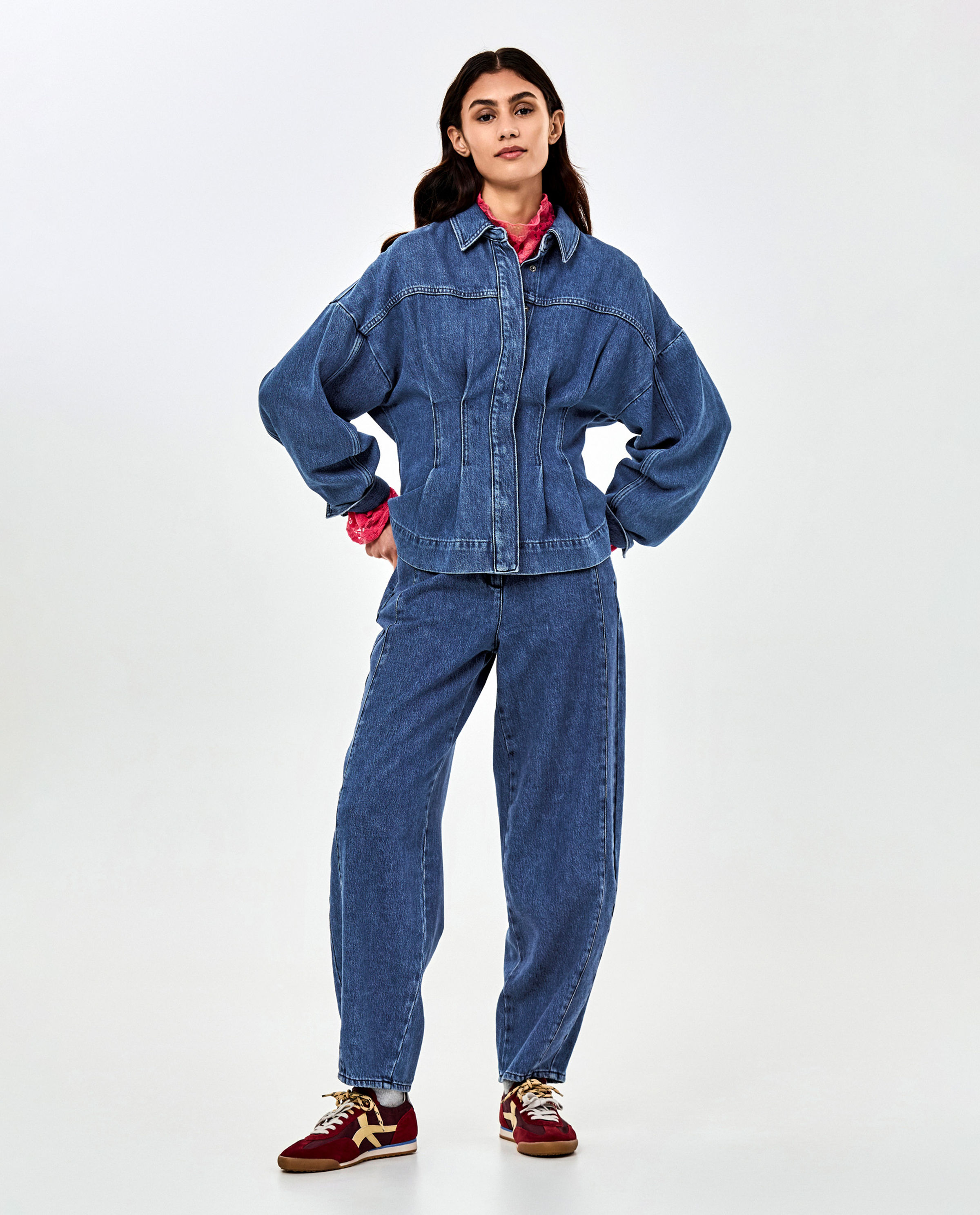 Blauwe jeans, barrel fit - CKS Dames