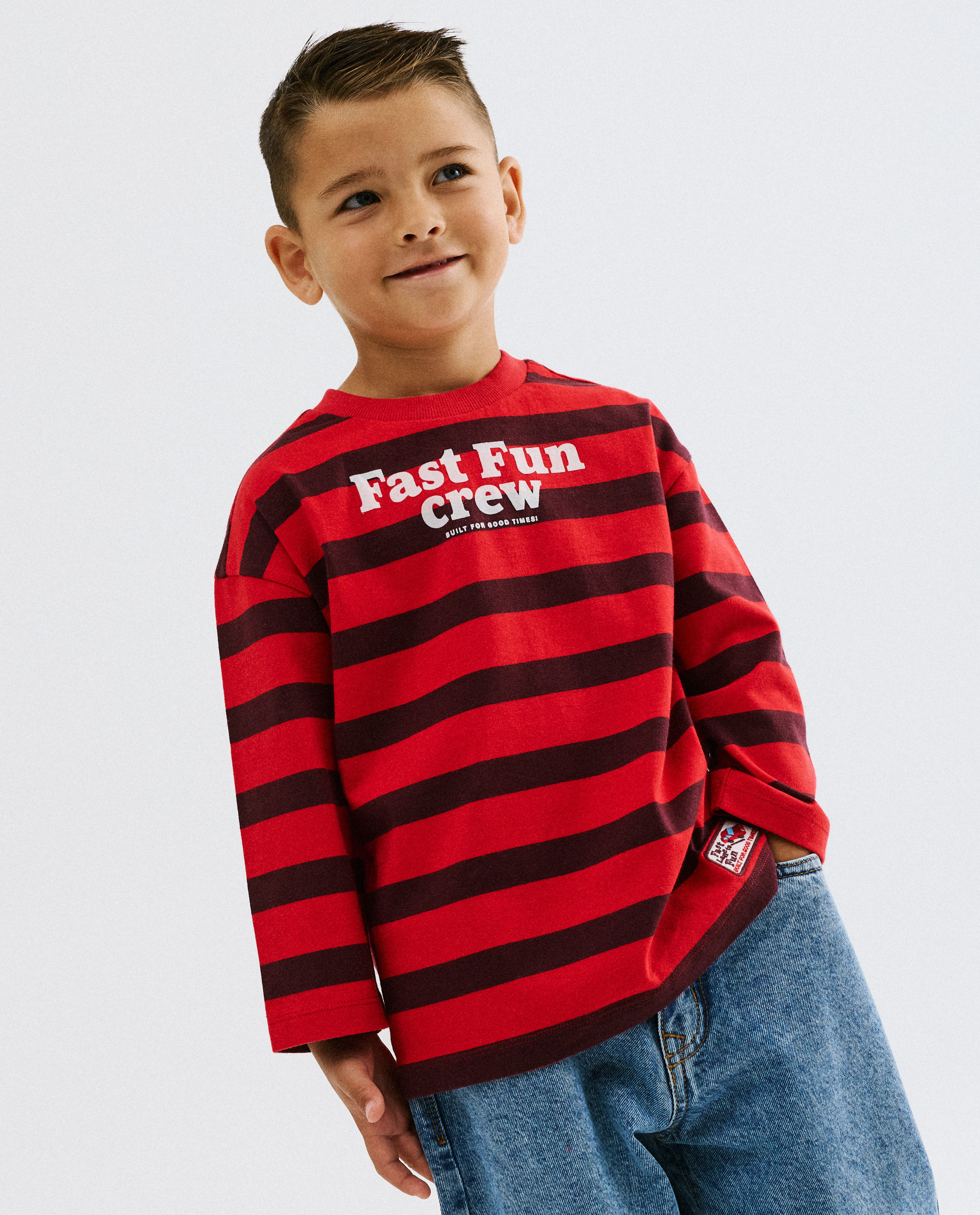 Longsleeve met opschrift in reli&euml;f - Kidz Nation