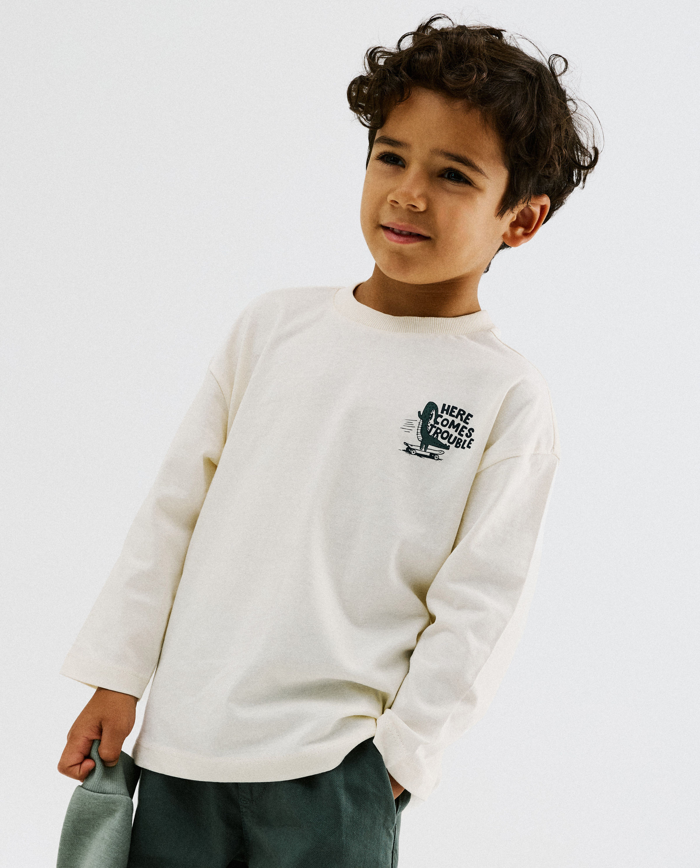 T-shirt &agrave; manches longues avec petit imprim&eacute; tigre - Besties
