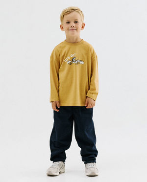 Pantalon bleu fonc&eacute;, baggy fit - Besties