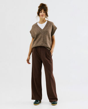 Pantalon &agrave; rayures tennis, wide leg fit