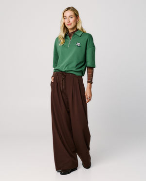 Pantalon brun fonc&eacute;, wide leg fit
