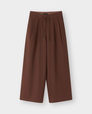 Broeken - Donkerbruine broek, wide leg fit