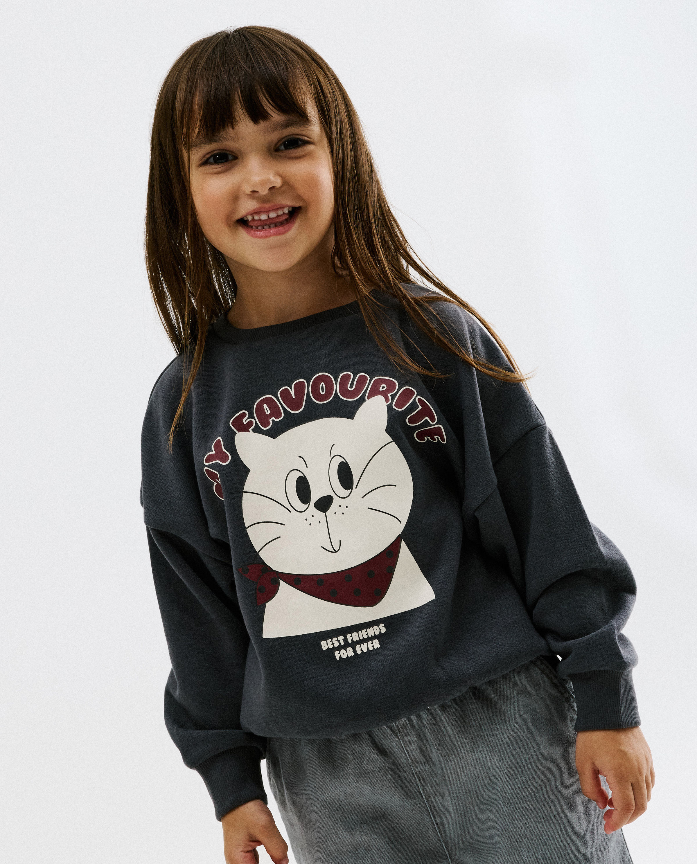 Sweater met print kat - Besties