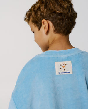 Nachtkleding - Fluwelen pyjama met geborduurde hond, unisex, 98-134