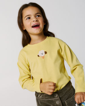 Longsleeve met geborduurde hond, unisex, 98-134