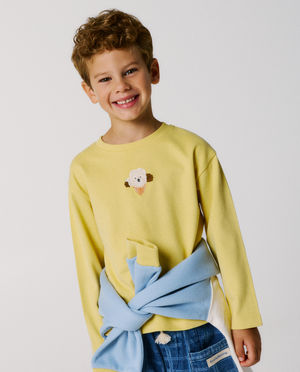 T-shirts - Longsleeve met geborduurde hond, unisex, 98-134