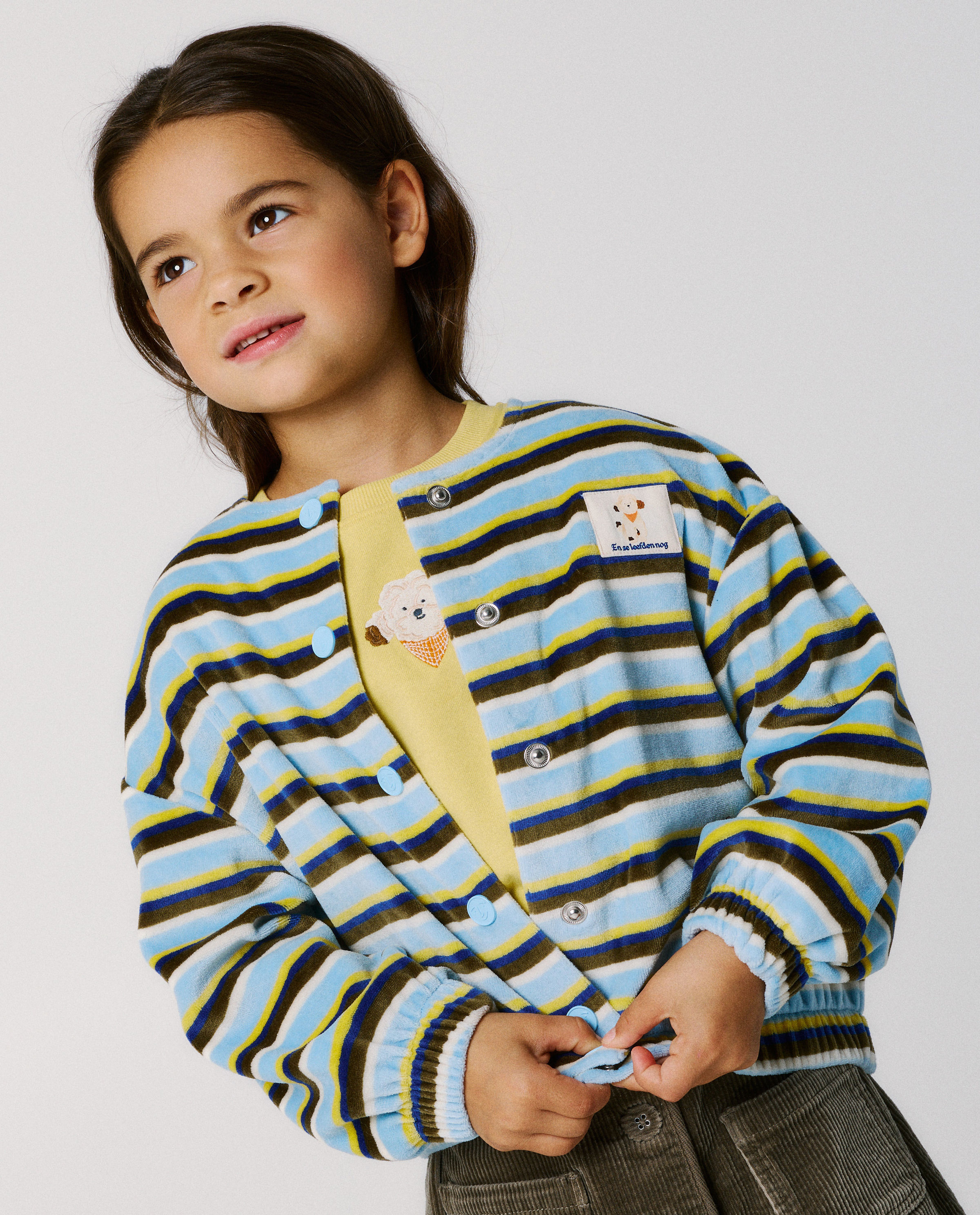 Fluwelen cardigan met strepen, unisex, 98-134 - Elisabeth Lucie Baeten