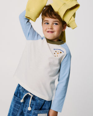 Longsleeve met geborduurde hond, unisex, 98-134
