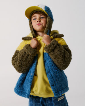 Teddy vest met color block, unisex, 98-134