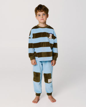 Nachtkleding - Fluwelen pyjama met geborduurde hond, unisex, 98-134