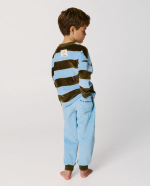 Nachtkleding - Fluwelen pyjama met geborduurde hond, unisex, 98-134