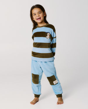 Nachtkleding - Fluwelen pyjama met geborduurde hond, unisex, 98-134
