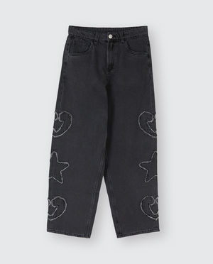 Jeans - Jeans met opgestikte figuren, straight fit, 116-164