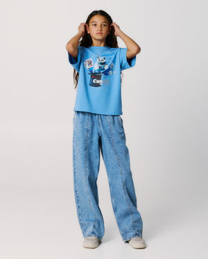 Jeans met siernaden, baggy fit, 116-164